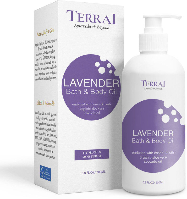 Terrai Lavender Bath & Body Oil, Rejuvenating, Deep Moisturization, Instant Glow(200 ml)