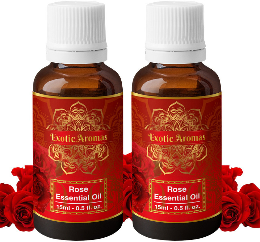 Exotic Aromas Rose Oil for Skin, Aroma Therapy, Stress Relief, Diffuser, Pack of 2(30 ml)
