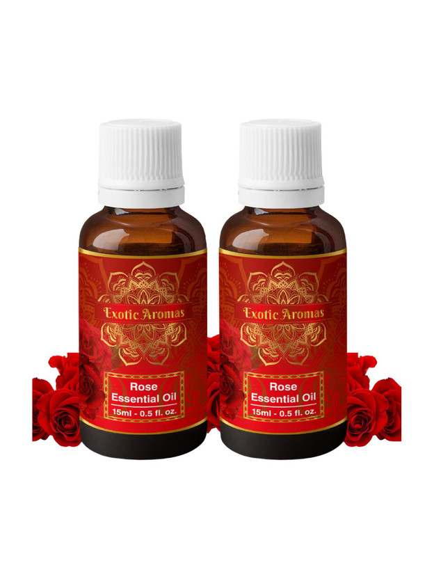 Exotic Aromas Rose Oil for Skin, Aroma Therapy, Stress Relief, Diffuser, Pack of 2(30 ml)