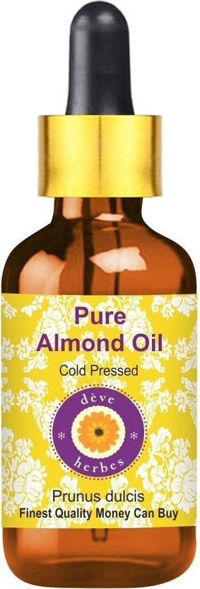 deve herbes Pure Almond Oil (Prunus dulcis) with Glass Dropper 100% Natural Therapeutic Grade Cold Pressed(50 ml)