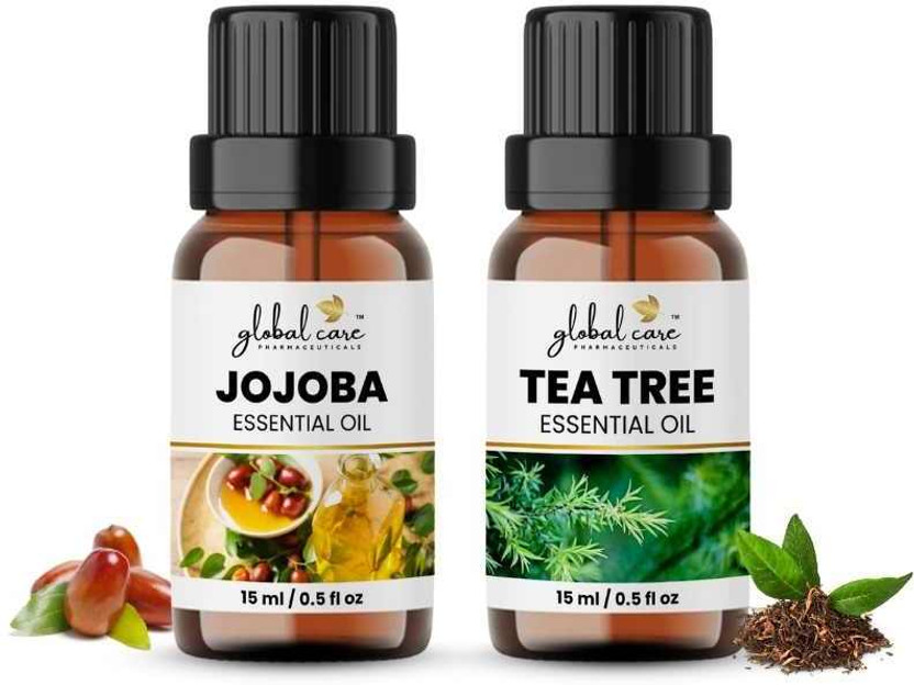 global care Jojoba & Tea Tree Essential Oil 15ml Combo | Pure Skin & Hair Care Oil(15 ml)