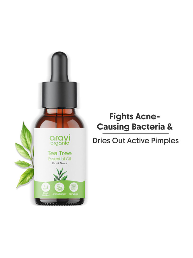 Aravi Organic 100% Pure Tea Tree Essential Oil For Skin, Hair, Acne Care & Dandruff(15 ml)