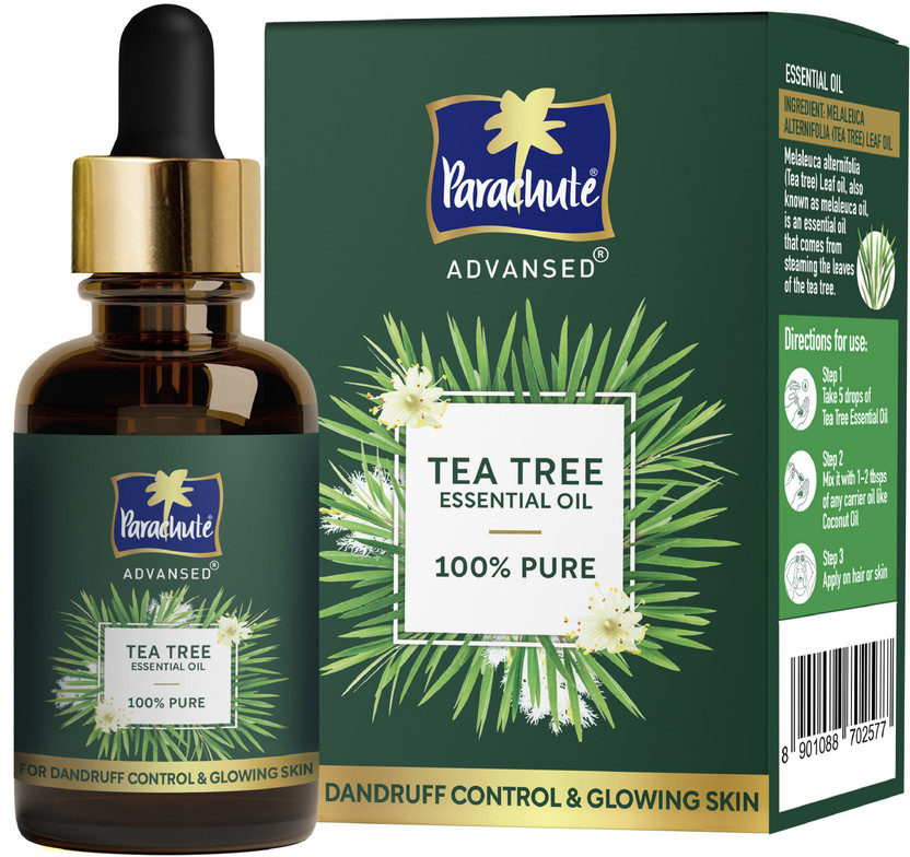 Parachute Advansed Tea Tree Essential Oil | 100% Pure | for Dandruff Control & Glowing Skin(14 ml)