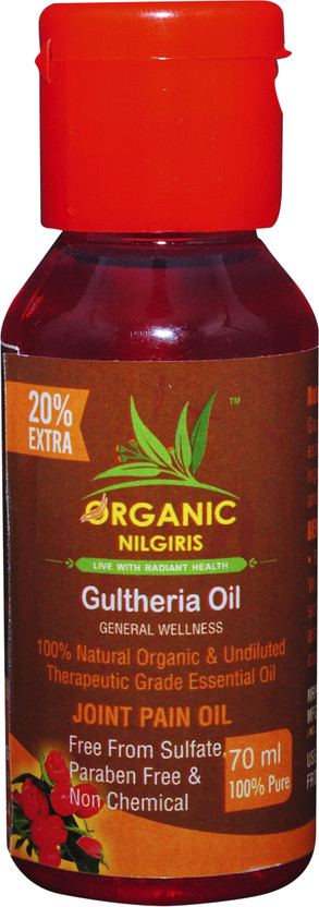 organic nilgiris Gaultheria Essential Oil 100% Natural & Pure Wintergreen oil for JOINT PAIN, MUSCULAR PAIN, Ortho Pain with Vitamins from Ooty(70 ml)