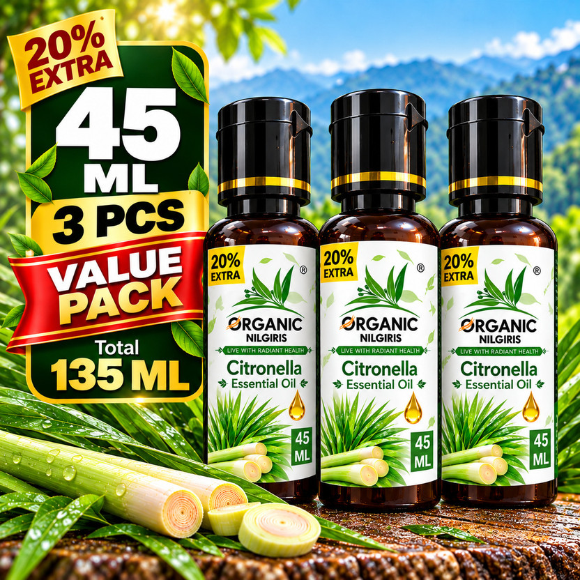 organic organic nilgiris Citronella Essential Oil 100% Natural, Pure Therapeutic Grade for Relaxation, Aromatherapy, Mosquito Repellent, Hair & Skin Care(135 ml) - Flipkart Deal