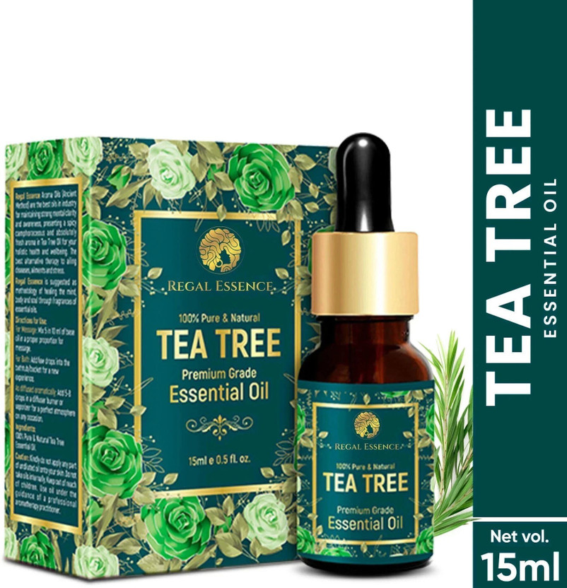 Regal Essence Tea Tree Essential Oil for Healthy Skin, Face, and Hair - 100% Organic Remedy for Dandruff, Acne & Stress(15 ml)