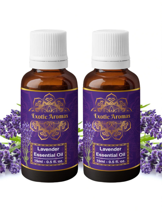 Exotic Aromas Lavender Essential Oil for Aromatherapy, Stress Relief, Hair, Sleep, Pack of 2(30 ml)