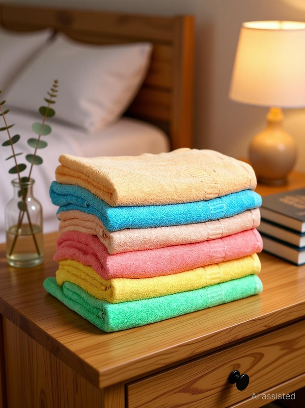 N G textiles Cotton 200 GSM Hand, Face, Sport, Beach Towel(Pack of 6)