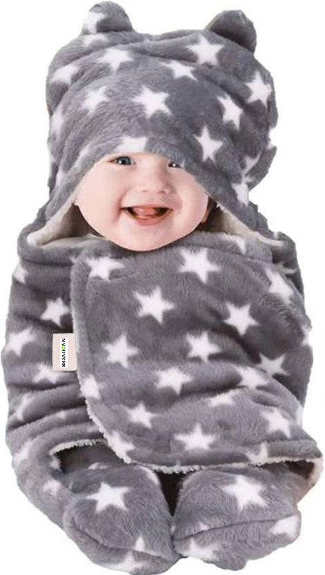 BRANDONN Fleece Baby Bed Sized Bedding Set(Grey, 1 Baby Bedding)