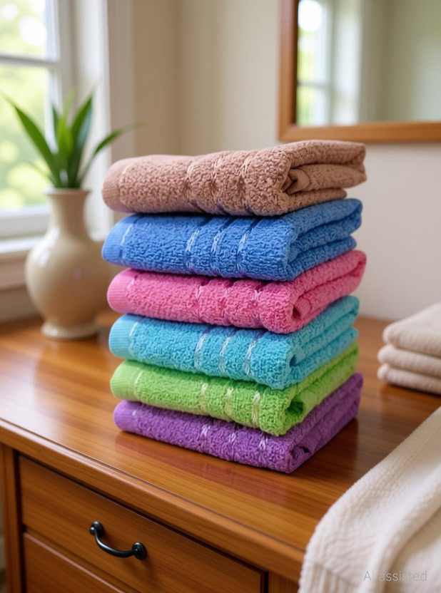 EIIRA Cotton 350 GSM Beach, Bath, Face, Hair, Hand, Sport Towel Set(Pack of 6)
