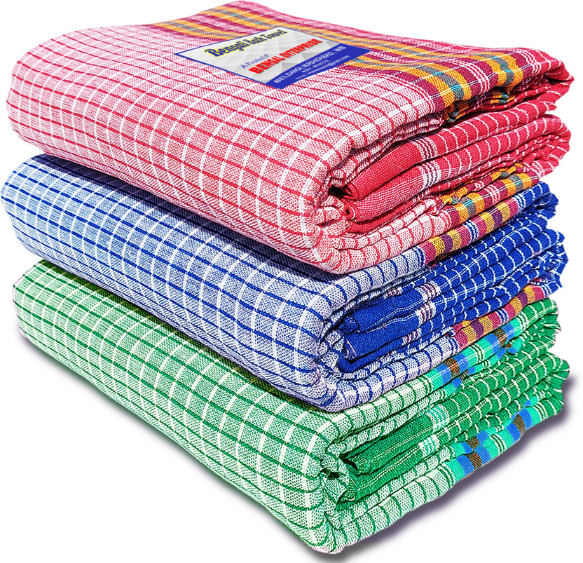 Bengal Enterprise Cotton 300 GSM Hair, Bath Gamcha(Pack of 3)