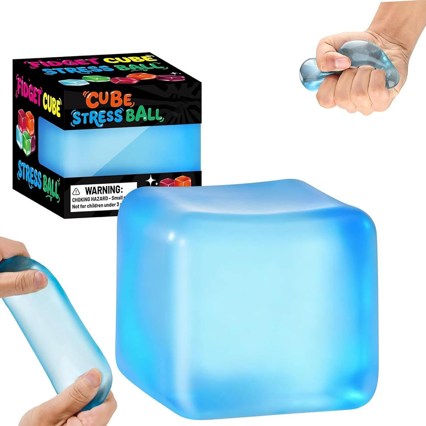 SHOPPOFOBIX Stress Relief Cube, Soft Squishy Stress Ball, Anxiety Relief Toy, Soft Squishy Bath Toy(Blue)