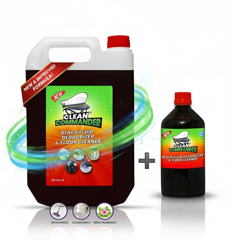 Clean Commander Disinfectant Black Floor Cleaner | 5L & 450ml Offer | Removes Toughest Stains | Regular(5450 ml)