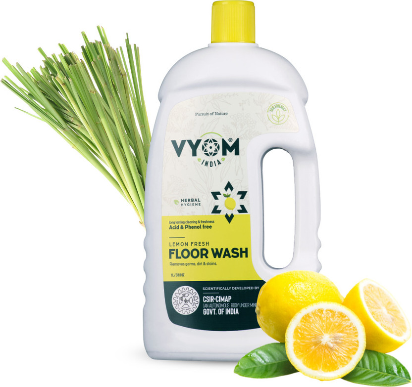 VYOM INDIA Floor Wash Ecofriendly|Biodegradable|Child Pet Safe|Lemongrass,Cedarwood Infused Lemon Fresh(1000 ml)