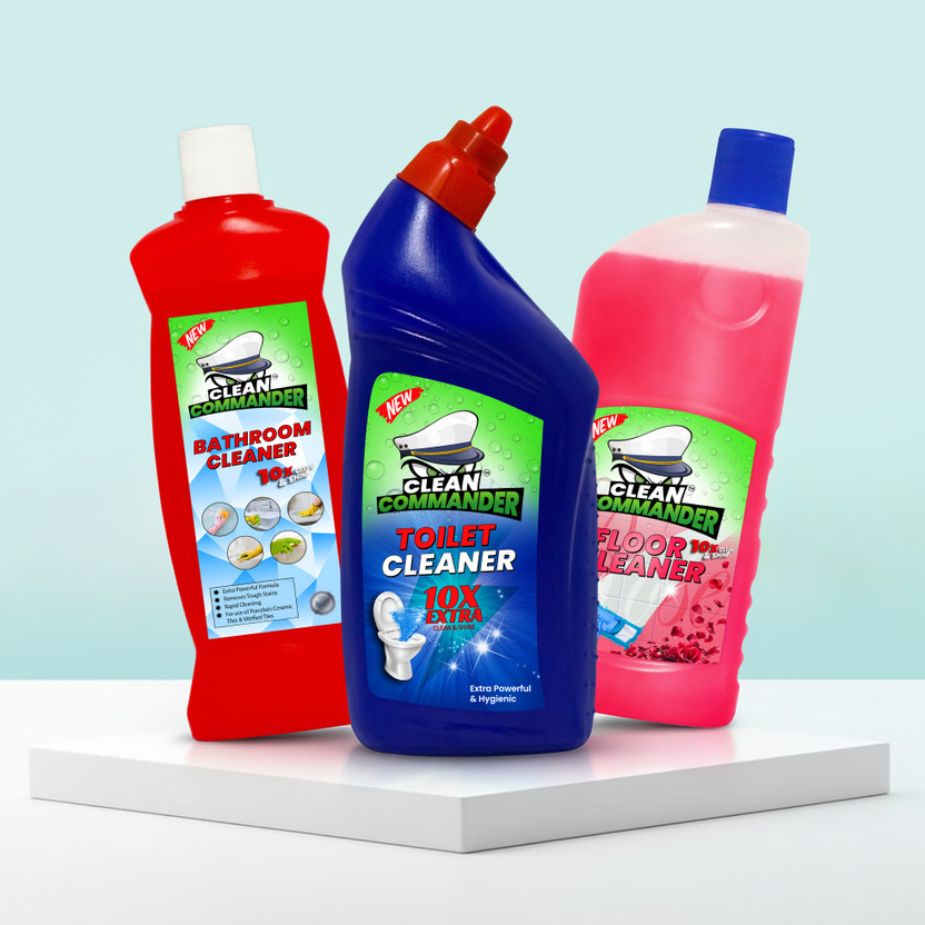 Clean Commander Powerful Pack of Toilet, Floor, Tile & Bathroom Cleaner | Remove Tough Stains | Regular(3 x 500 ml)