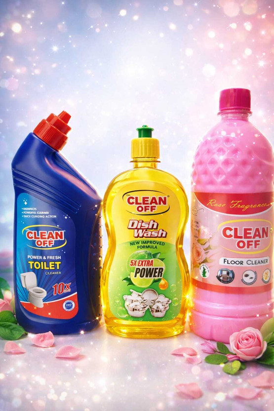 Clean Off 3 In 1 Home Care Combo Dish Wash, Floor Cleaner, Toilet cleaner Pack of 3 Multi Fragrance(3 x 0.67 L)