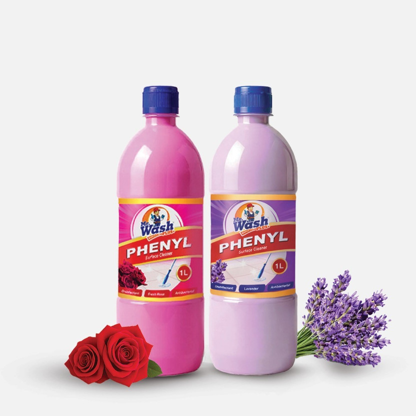 Mr wash Plus Tile & Ceramic Floor, Perfumed Phenyl floor cleaner Rose & Lavander(2 x 1 L)