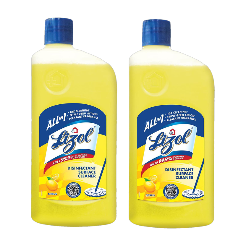 Lizol Disinfectant Surface Cleaner,& Floor, Bathroom, Kitchen,Tile, Not Phenyl, Liquid Citrus(2 x 0.62 L)