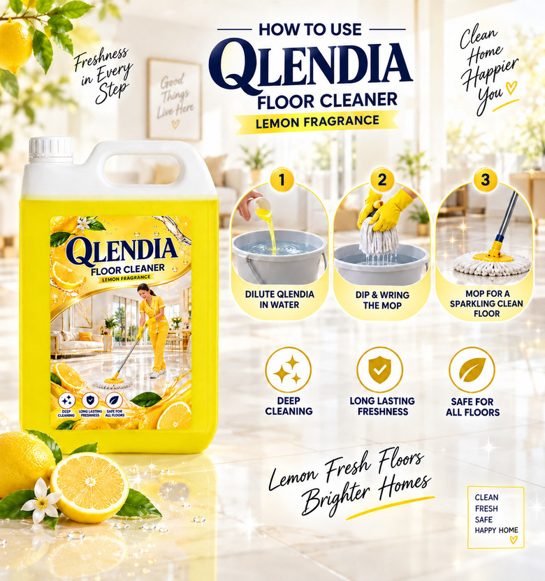 Qlendia Perfumed Floor Cleaner for Floors,Tiles and Washroom Cleaning & Mopping Citrus(3000 ml)
