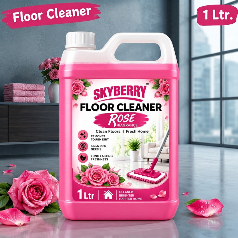 skyberry Floor Cleaning Liquid for Powerful Deep Dirt Cleaning and Care Rose(1 L)