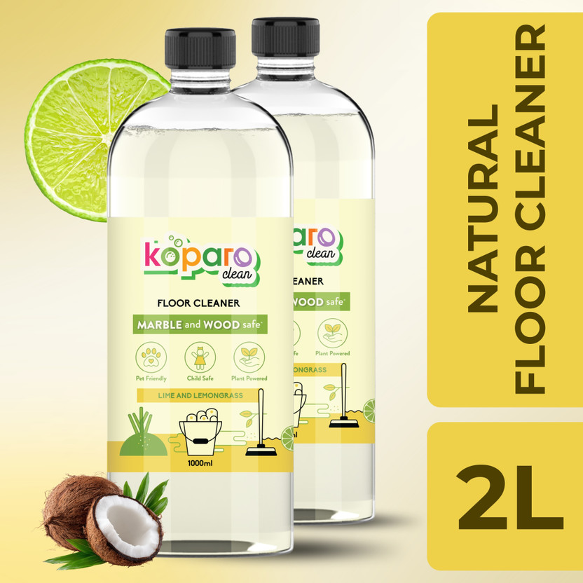 Koparo Natural Disinfectant Floor Cleaner Liquid, Surface Cleaner |Non-Toxic, Kids Safe Lime & Lemongrass(2 x 1 L)