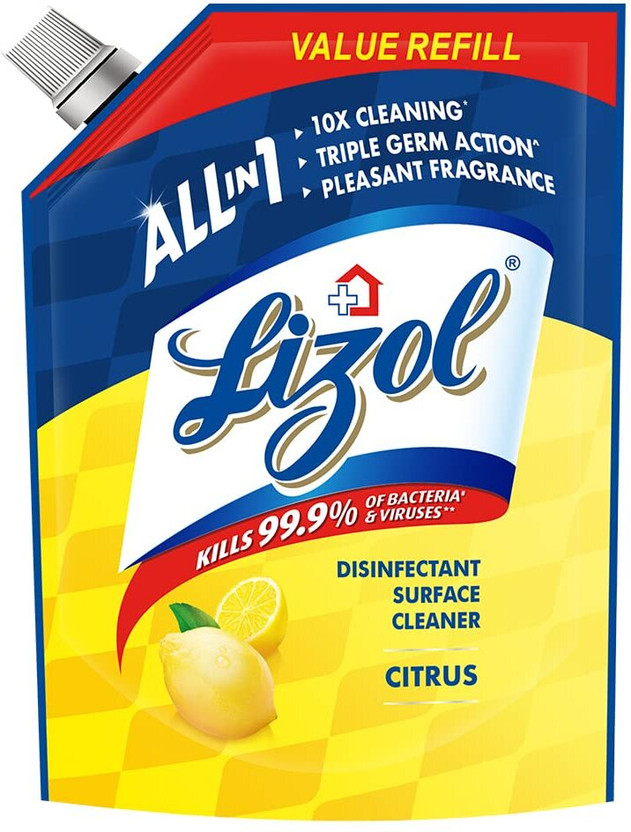 Lizol Disinfectant Surface Cleaner Refill Pack Citrus(1800 ml)