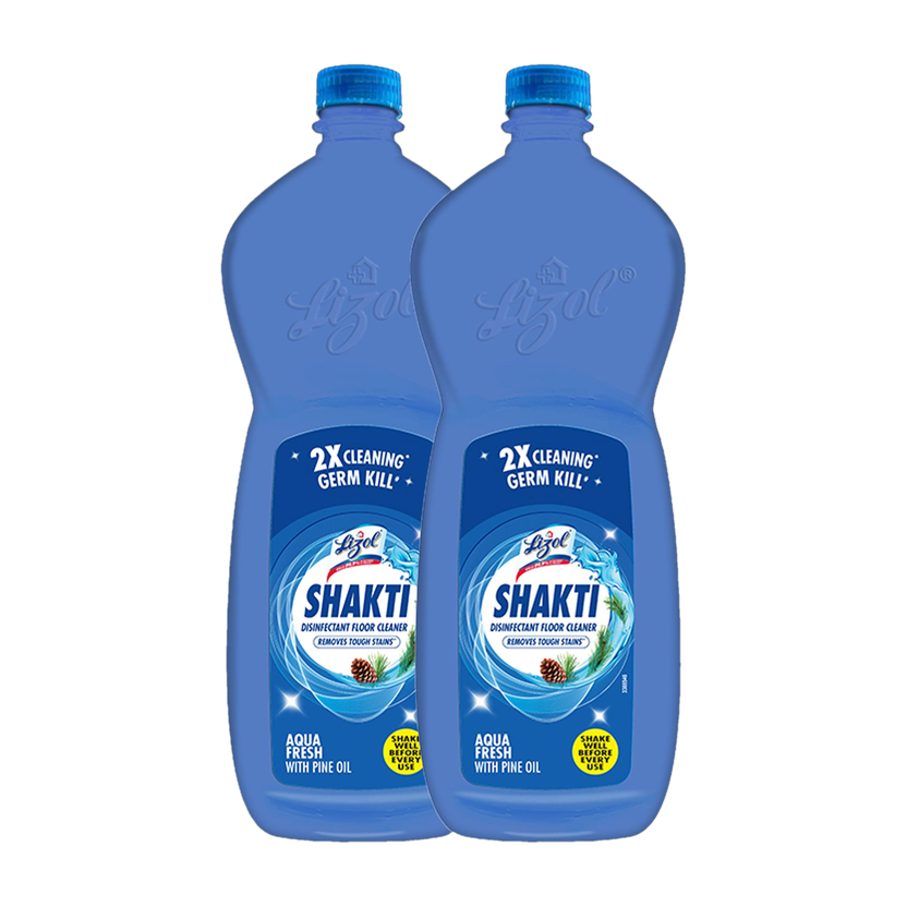 Lizol Shakti Disinfectant Surface Cleaner,& Floor, Bathroom, Kitchen,Tile, Not Phenyl Aqua Fresh(2 x 900 ml)