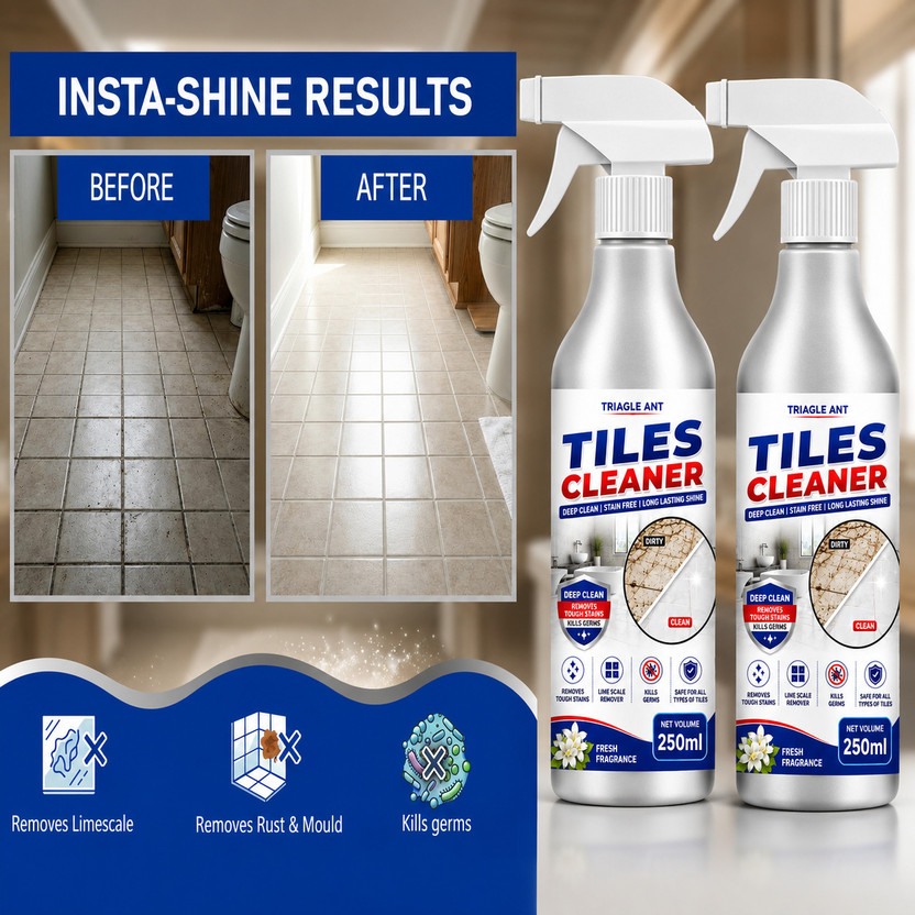 Triangle Ant Tile and Bathroom cleaner, suitable for all types of tiles and marble.. lemon(2 x 250 ml)