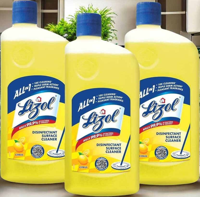 Lizol best no. 1 Disinfectant Surface Cleaner Floral citrus Lemon Fragnance(3 x 1 L)