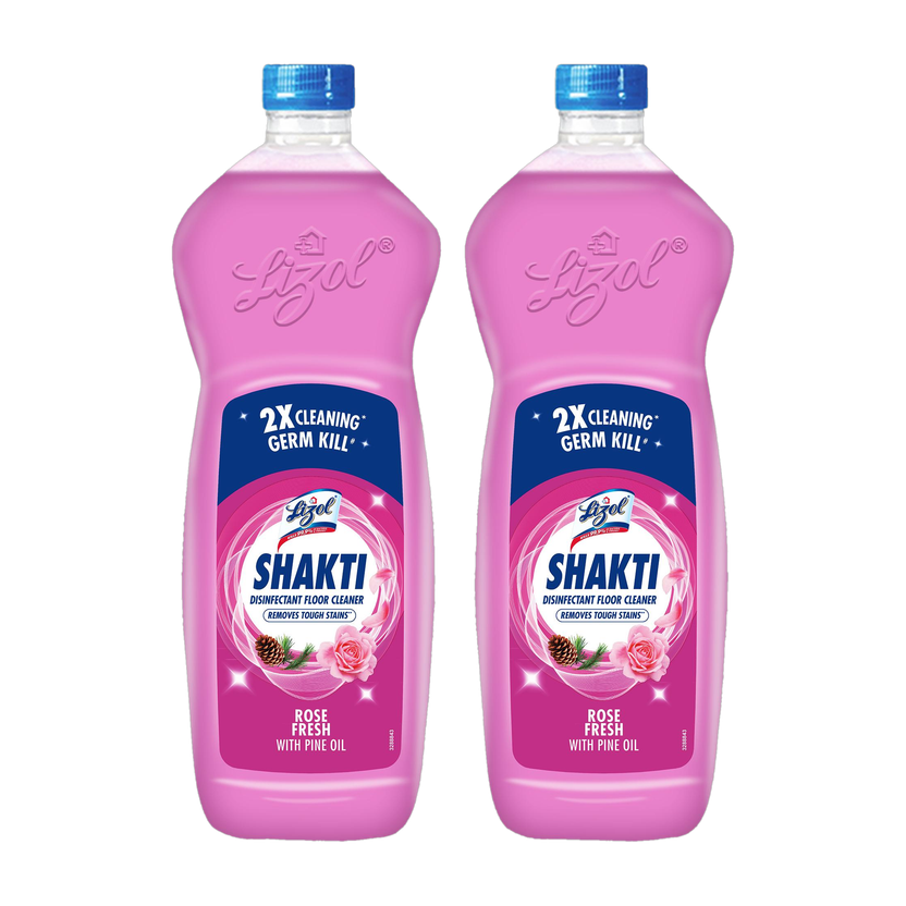 Lizol Shakti Disinfectant Surface Cleaner,& Floor, Bathroom, Kitchen,Tile, Not Phenyl Rose Fresh(2 x 0.9 L)