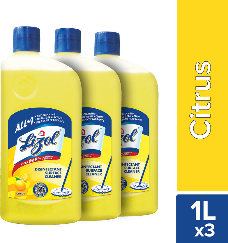Lizol | Disinfectant Surface | and | Floor Cleaner Liquid | Citrus(3 x 1 L)