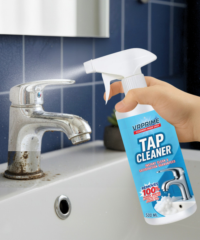 VRPRIME Tap, Shower & Bathroom Cleaner Spray 500ml | Limescale, Salt, Rust & Hard Water Stain Remover Tap Cleaner Spray(500 ml)