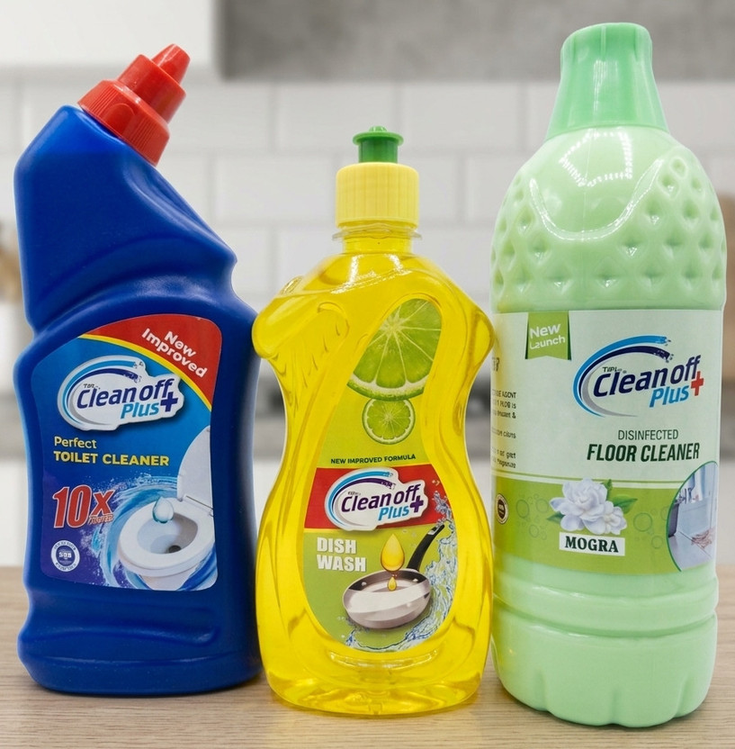 Clean Off 3In1 Home Care Combo Dish Wash 500ml,Toilet Cleaner 500ml & Floor Cleaner 1 Ltr Multi Fragrance(3 x 0.67 L)
