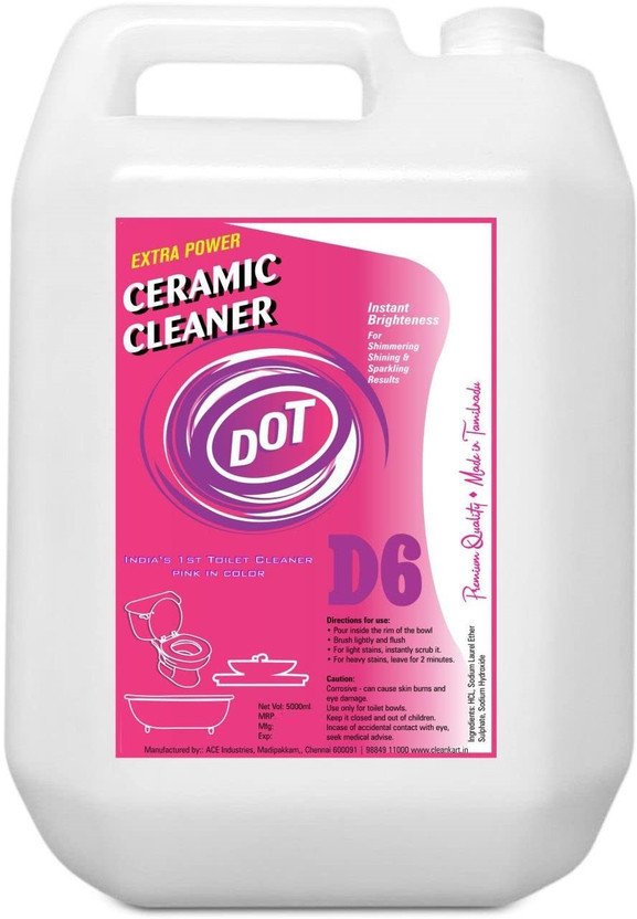 DOT Ceramic Cleaner 5 Litres | Instant Brightener India's 1st bathroom cleaner pink in color(5 L)
