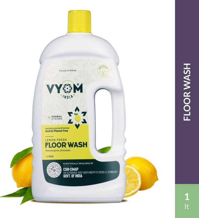 VYOM INDIA Floor Wash Ecofriendly|Biodegradable|Child Pet Safe|Lemongrass,Cedarwood Infused Lemon Fresh(1000 ml)