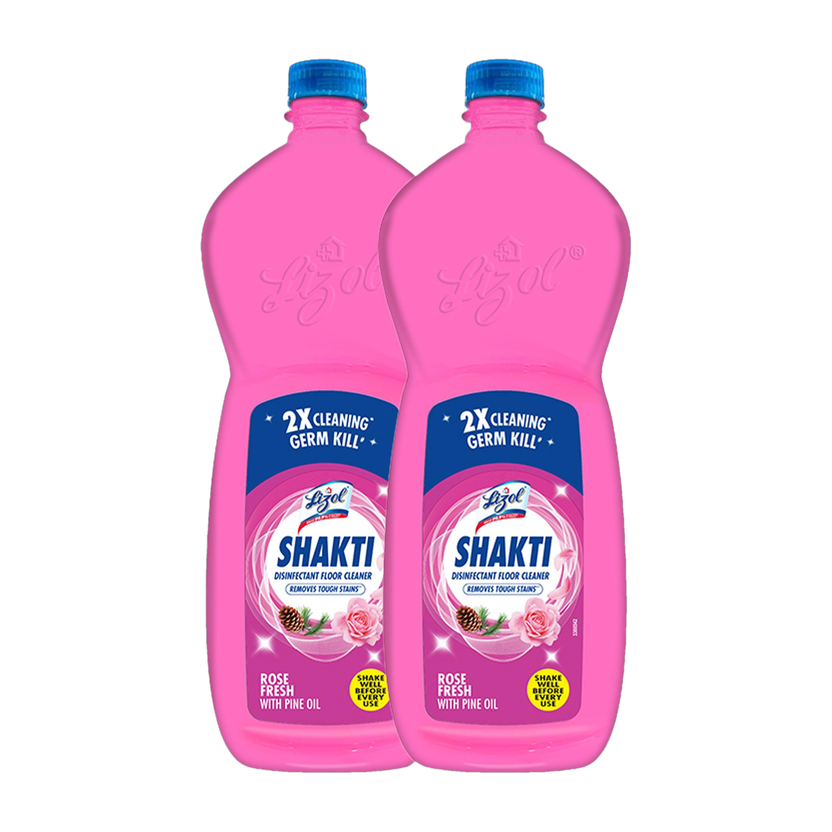 Lizol Shakti Disinfectant Surface Cleaner,& Floor, Bathroom, Kitchen,Tile, Not Phenyl Rose Fresh(2 x 900 ml)