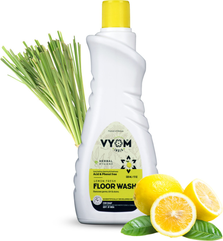 VYOM INDIA Floor Wash Ecofriendly|Biodegradable|Child Pet Safe|Lemongrass,Cedarwood Infused Lemon Fresh(500 ml)