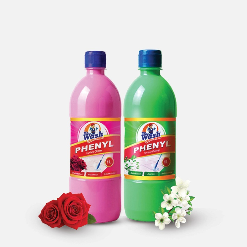 Mr wash Plus Tile & Ceramic Floor, Perfumed Phenyl floor cleaner Rose & Jasmine(2 x 1000 ml)