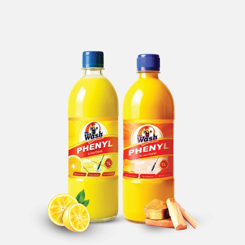 Mr wash Plus Tile & Ceramic Floor, Perfumed Phenyl floor cleaner Lemon & Sandal(2 x 1 L)