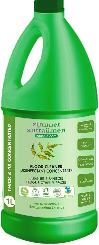 zimmer aufraumen 1L Organic Disinfectant THICK & CONCENTRATED Floor Cleaner. 1 Liters MAKES 5 Liters FLOOR CLEANER. Liquid (With Neem OIL). Kills Germs & Viruses. Pets & Kids friendly. Biodegradable and Environment safe. Plant Derived Chemicals NEEM(1 L)