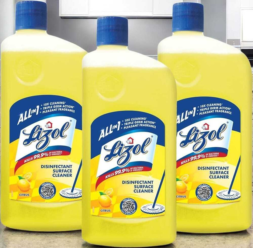 Lizol best no. 1 ,Disinfectant Surface Cleaner Floral ,citrus Lemon Fragnance(3 x 1 L)