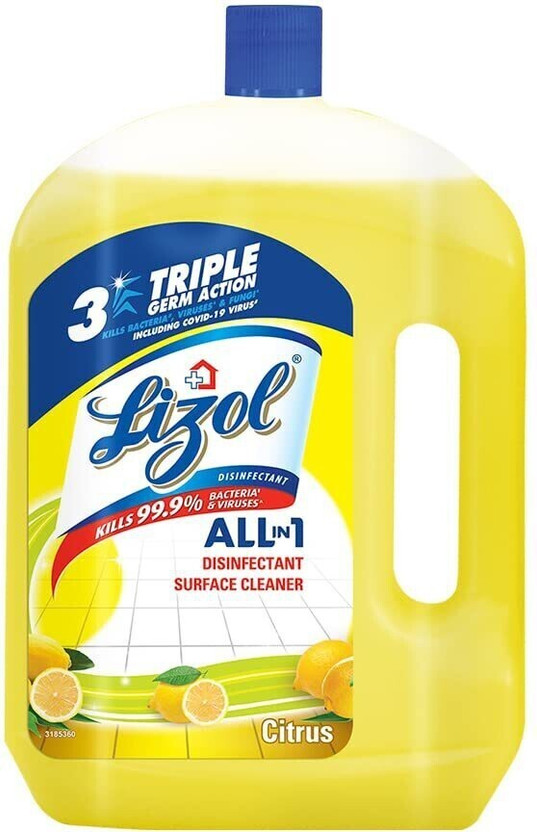 Lizol Disinfectant Surface Cleaner Free) (2 L) Citrus Fragrance(2 x 1 L)