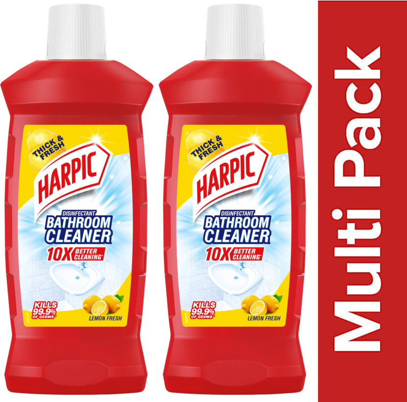 Harpic Bathroom Cleaner, Liquid, for basin, commode, tile, floor, not phenyl, red Lemon(2 x 1 L)