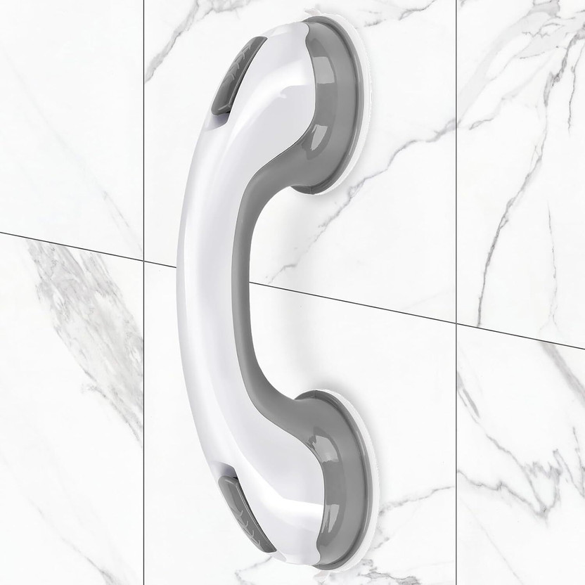 DIVYAMSHOPEE 12 Inch Shower Grab Bar with Suction Cup Bathroom Safety Handle Grey Angled Bathtub Safety Rail(30 cm)