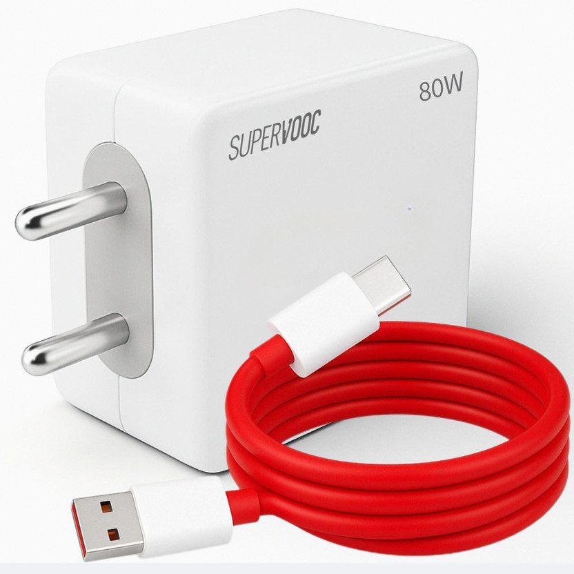 TechBlaze 80 W SuperVOOC 7.3 A Wall Charger for Mobile with Detachable Cable(White, Cable Included)