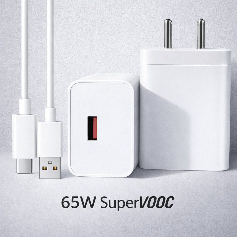 Solarity 65 W SuperVOOC 5 A Wall Charger for Mobile with Detachable Cable(White, Cable Included)