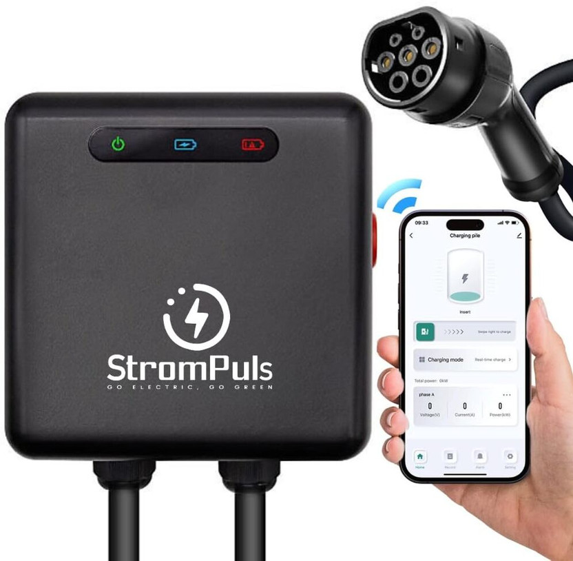 Strompuls 220 W 32 A Wall Charger for E-Car(Black, Cable Included)