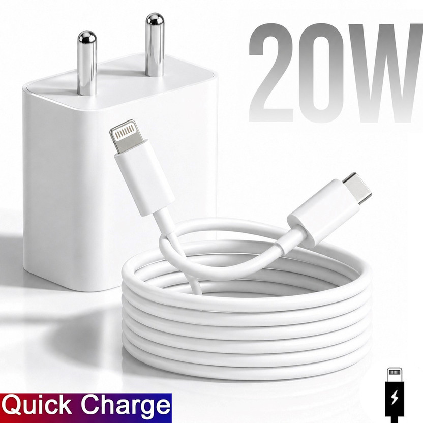 MAK 20 W Supercharge 3.1 A Wall Charger for Mobile with Detachable Cable(White, Cable Included)