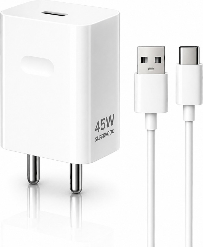 shopbucket 45 W SuperVOOC 5 A Wall Charger for Mobile with Detachable Cable(White, Cable Included)
