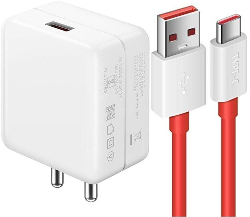 Mad Gorrillah 65 W SuperVOOC 6 A Wall Charger for Mobile with Detachable Cable(White, Red, Cable Included)